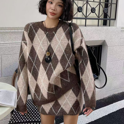 菱形上衣高腰显瘦短裤针织两件套