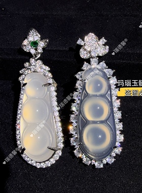 天然冰种福豆吊坠新中式项链