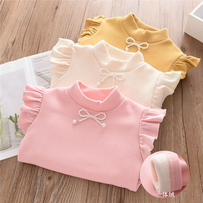 女童加绒打底衫秋冬中大童半高领长袖T恤加厚上衣女孩百搭保暖衣