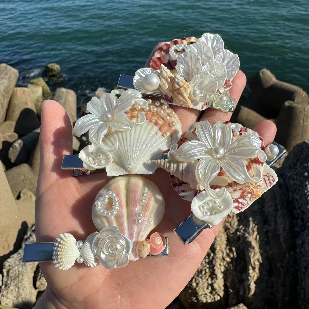 包邮创意海螺贝壳发卡可爱头饰发夹海星发饰少女刘海珍珠韩国夹子