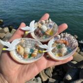 文创海螺贝壳冰箱贴纪念品特色diy手工天然鲍鱼壳冰箱贴海边礼品