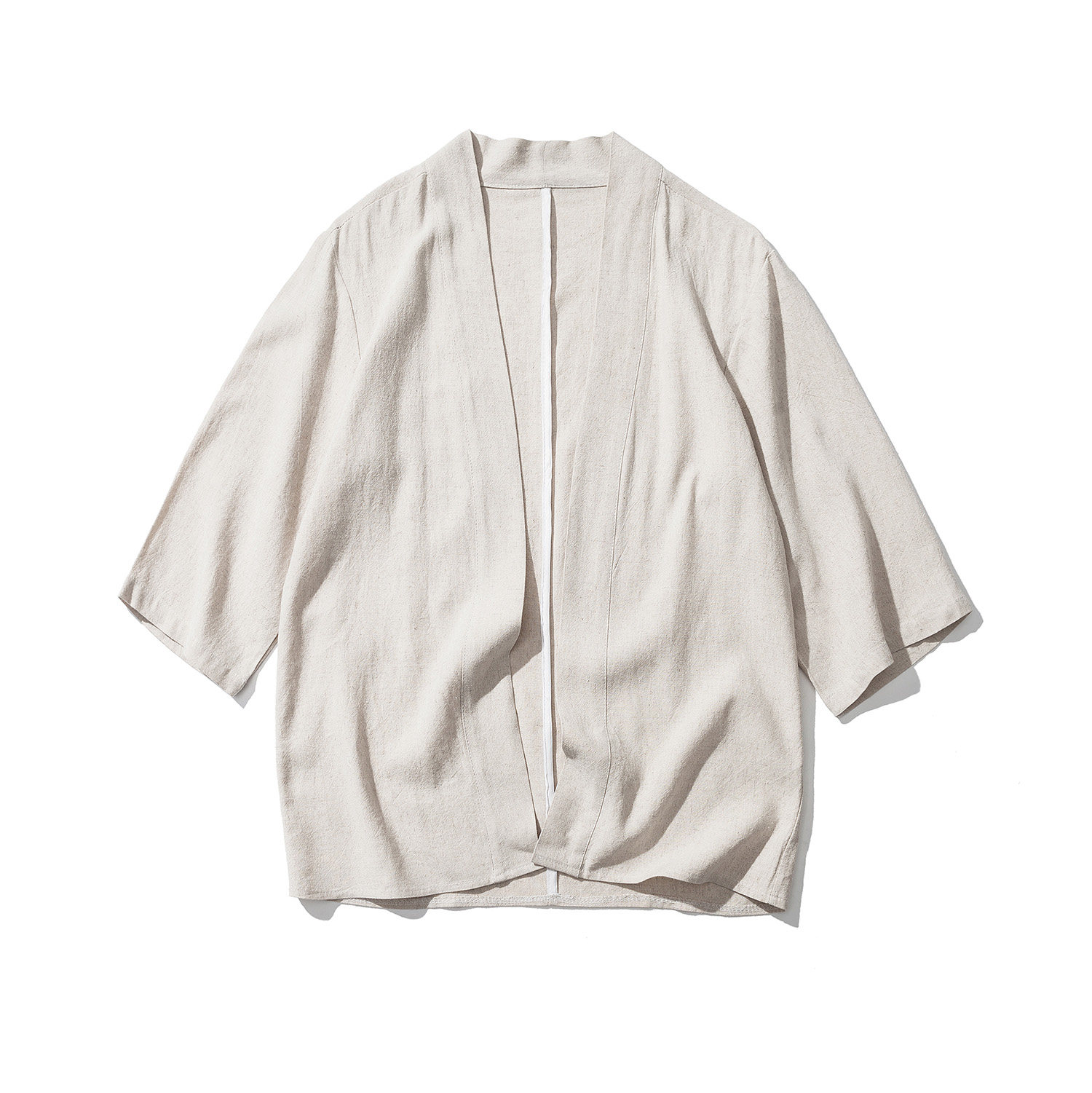 白墙2022风纯色汉服七分袖开衫衬衫麻本道袍A032/1805/特P30,男装衬衫,电商A032