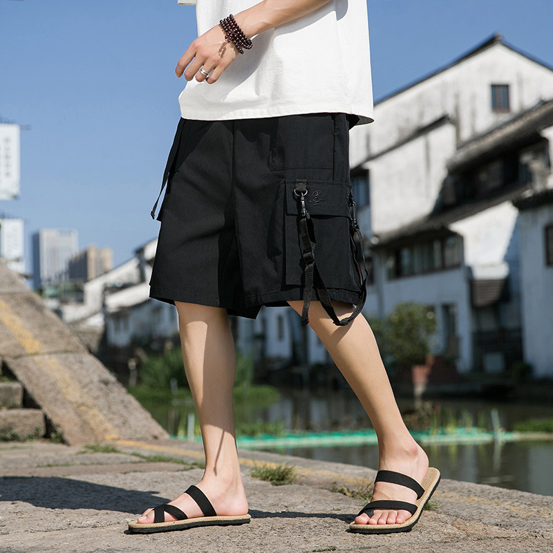 西兴桥边黑色2024新款男士大码五分工装裤机能风A032/DK2302/45,男装休闲裤,电商A032