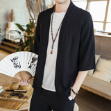 2024夏装风纯色汉服七分袖开衫衬衫道袍A032/1805/特P30，男装衬衫，电商A032