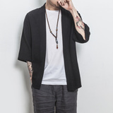 白墙模特风纯色汉服七分袖开衫衬衫道袍A032/1805/特P30，男装衬衫，电商A032