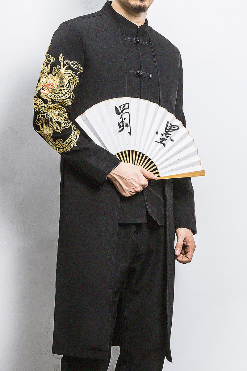 白墙风春装假两件盘口风衣金龙刺绣外套A032/1901/95控128,男装风衣,电商A032