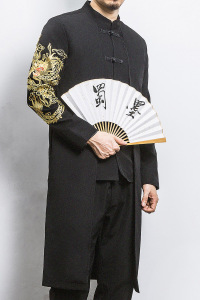 白墙 风春装假两件盘口风衣金龙刺绣外套A032/1901/95控128图片