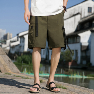 西兴桥边军绿2024新款男士大码五分工装裤机能风A032/DK2302/45,绿风衣搭配丝巾图片