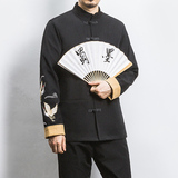 白墙风秋装手臂仙鹤刺绣翻袖夹克外套A032/1602/100控128，男装夹克，电商A032