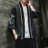 W基地风夏装银龙刺绣汉服开衫衬衫白色A032/2202/50控68，男装衬衫，电商A032