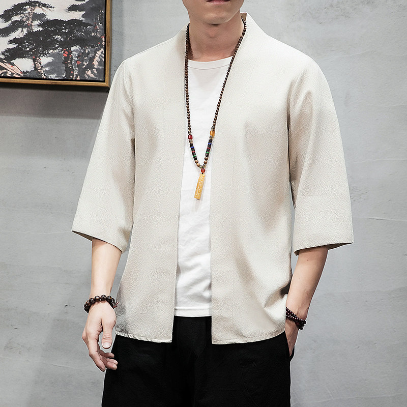 灰墙风风夏装新款纯色汉服开衫衬衫麻本A032/1805/特P30,男装衬衫,电商A032
