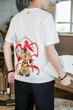 咖啡厅风重工杨戬刺绣情侣短袖T恤白色版权A032/T102/65，男装T恤，电商A032