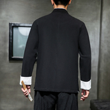 W基地风春装男士上善若水刺绣长袖衬衫黑色032/C21/55控68，男装衬衫，电商A032
