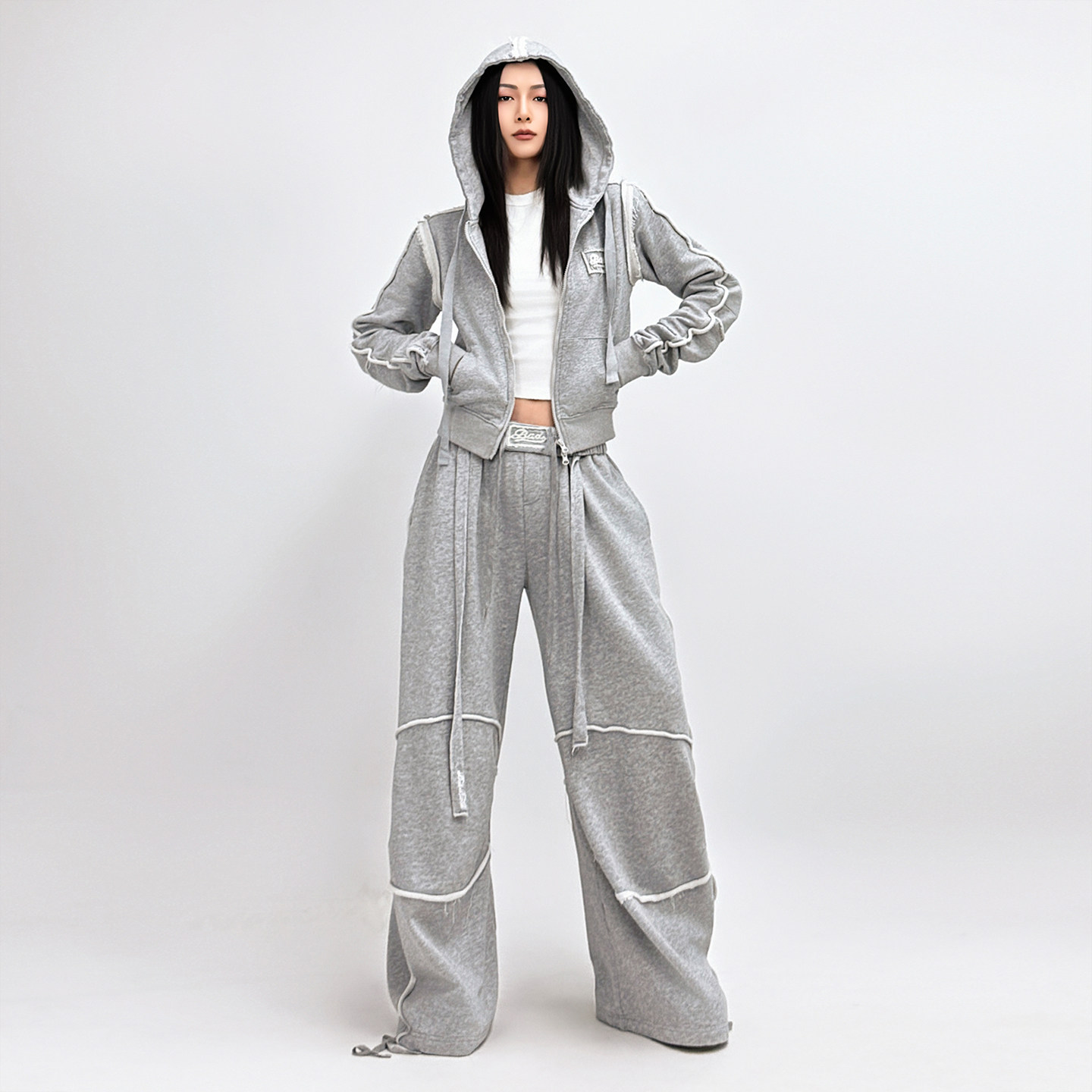 SUN90 美式复古街头辣妹风爵士街舞套装女废土风拉链短外套阔腿裤,女装/女士精品,时尚套装,淘宝优惠券,粉丝福利购,淘宝优惠卷