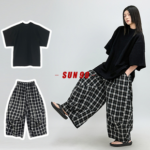 女松弛感文艺女爵士街舞阔腿长裤 SUN90 日系复古慵懒风廓形灯笼裤