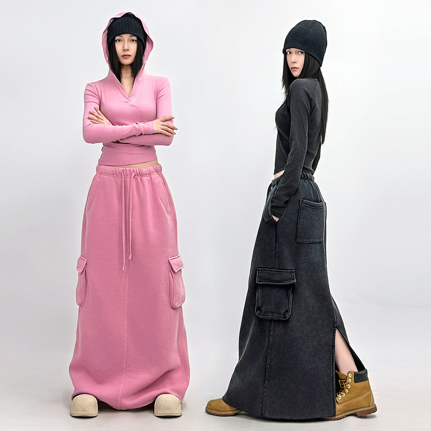 美式街头辣妹风长裙直筒半身裙