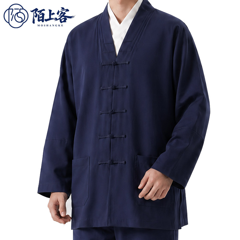 陌上客三宝领道士服夏春薄款道服三清道袍太极服练功服居士服道领