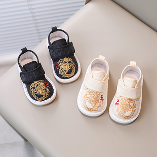 宝宝汉服鞋男宝宝中式鞋1-3岁儿童手工千层底古风布鞋幼儿园室内