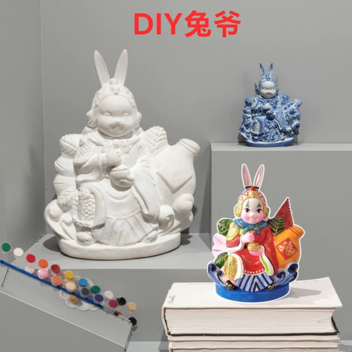 兔爷福兔祥北京兔儿爷非遗手工艺品桌面摆件挂件泥塑面塑文创