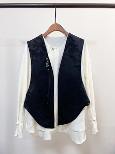 四季百搭 新中式老缎子休闲宽松大袖笼褂子马甲上衣女