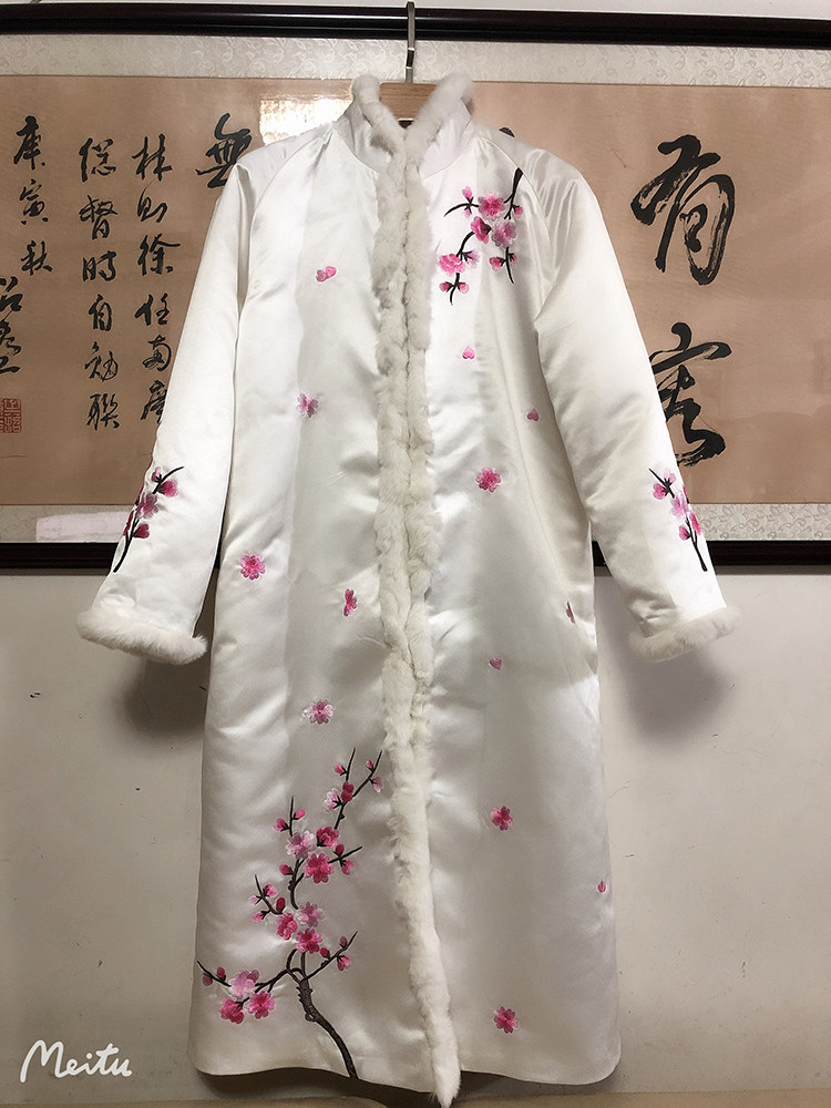 秋冬新款中式复古梅花长款刺绣花