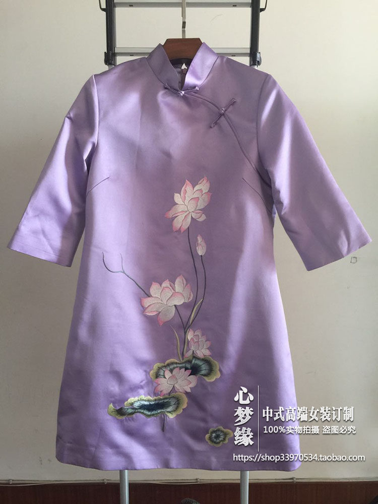 秋款分袖立领改良女多色连衣裙