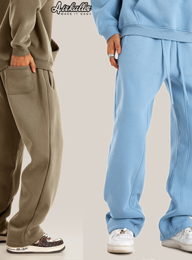 345克卫裤阔腿大版男加绒美式潮版宽松大码街舞滑板休闲裤子定制