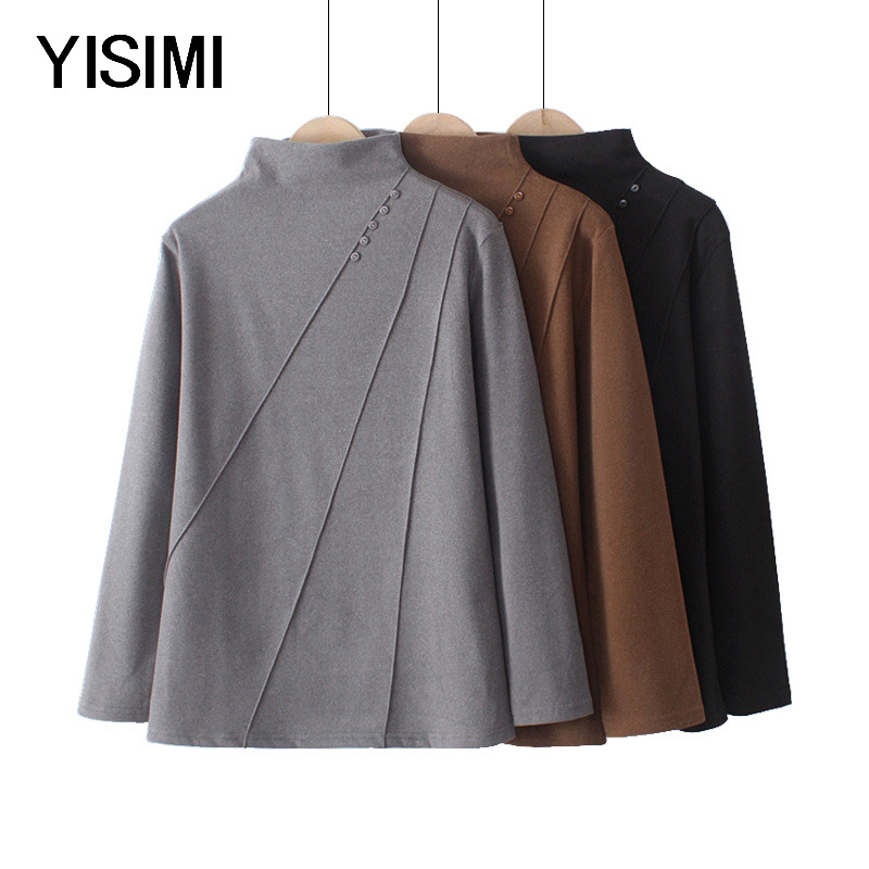 胖妈妈长袖半高领保暖打底衫女