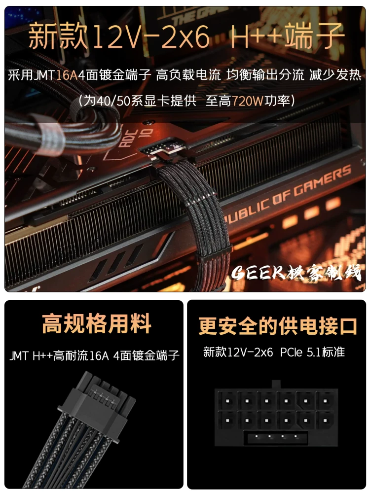 [16pin显卡线90度弯头12vhpwr40系供电线电脑电源定制全模组线5090]