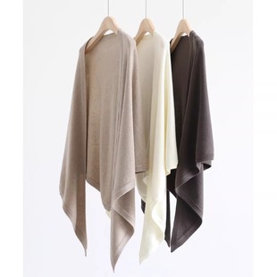 早春四平工艺低调冷淡色系羊毛混纺大三角巾百搭纯色简约披肩围巾