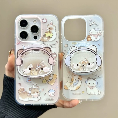 猫咪狗狗摇摇乐磁吸支架适用三星S23+/Note20/A06/A55/S10手机壳A54情侣s23 FE/A22S可爱S24ultra/A33/A23/S9