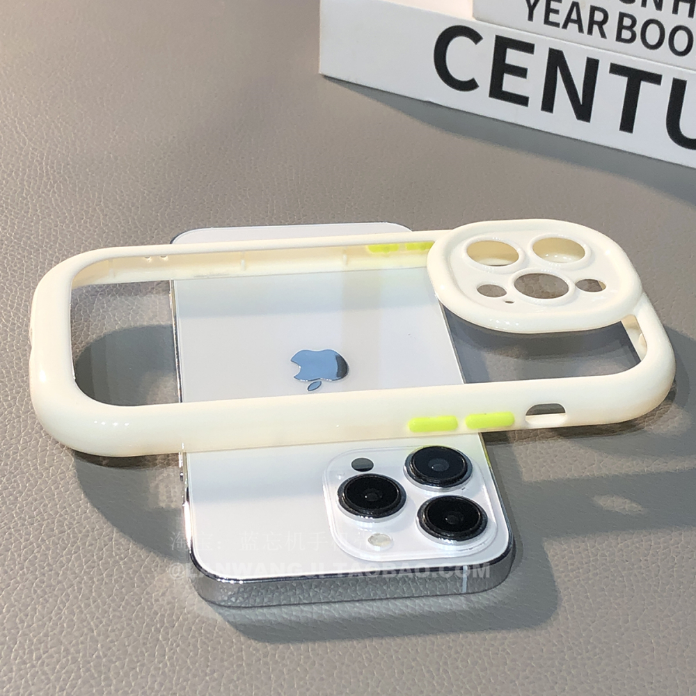 糖果撞色白色边框适用小米12s/13PRO亚克力12X双层硬背板红米K60E/K50可爱k40PRO厚软边防摔note12椭圆马卡龙