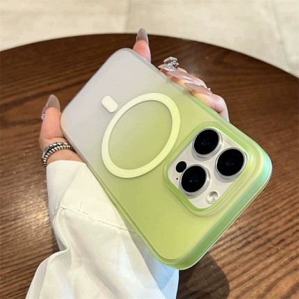 超薄裸机冰雾渐变绿内置磁吸适用OPPO FindX9/X8S+X6手机壳X7ultra充电A3/A6pro磨砂Reno15/14防摔12/11pro女