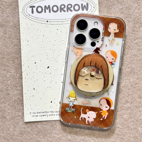 磁吸摇摇乐奈良美智日系适用三星S25ultra/S24FE/Note20/A34/A55/S20手机壳A7支架女s25+/A23/M55/S9/S21/A23