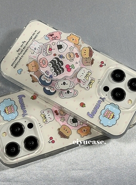 趣味小动物旋转支架适用oppo findx7软x6/X3可爱A3/reno10/11/87956pro+可爱A58手机壳A2/A57/K11硅胶A58/k7X