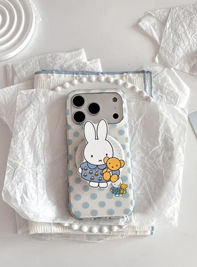 ins风蓝色波点兔子磁吸适用NOthing 2A/3手机壳2谷歌Pixel10A/9xl/87卡通mote edge G100新款56华硕ROG9女54