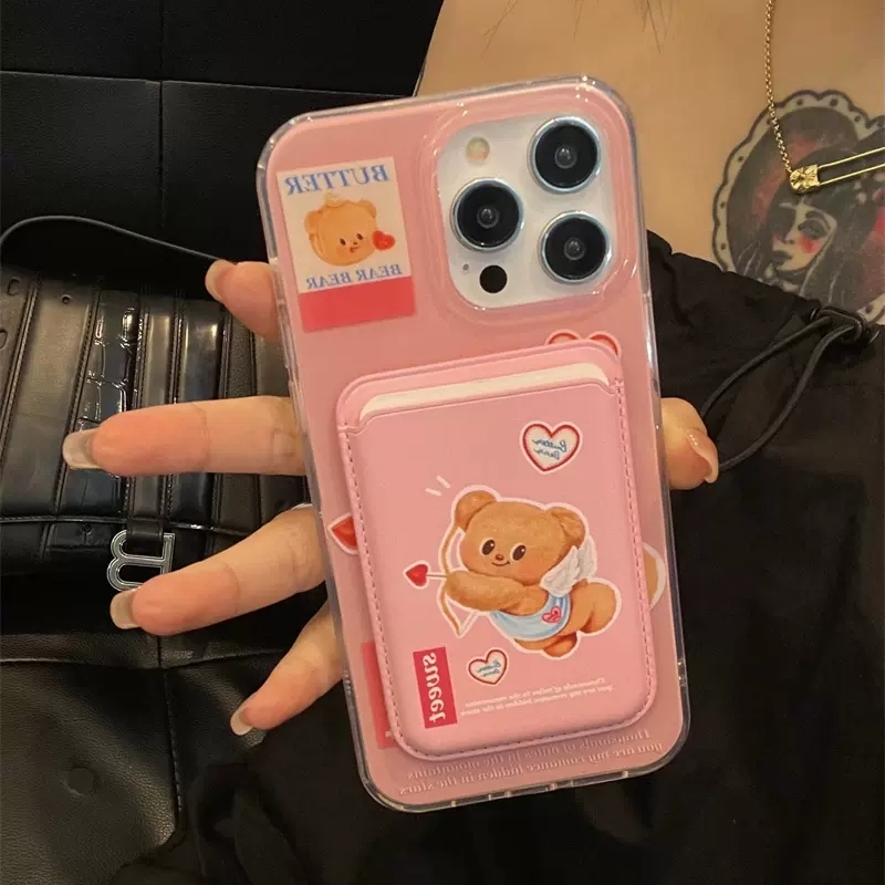 射箭小熊磁吸卡包适用v20荣耀100/90pro/80GT/70/60se软萌magic6pro/53至臻华为X30手机壳X40硅胶X50i+play7T