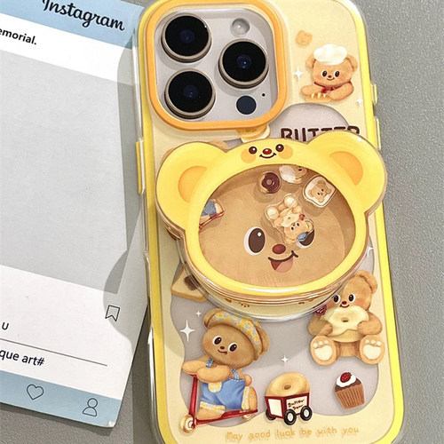黄色小熊摇摇乐磁吸支架y300/vivo x200pro mini适用X100ultra/S30/X50/s19/X90S手机壳S18创意y35/V29e/Y78m