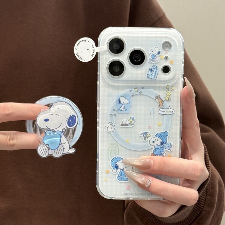 旋转爱心史努比磁吸支架适用A3X/OPPO FindX8/X9ultra/Reno15C/14/12/11F/10手机壳A58/A6Spro可爱K15+A5M/A2