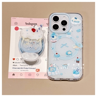 S10手机壳A25 A56 S24 S21fe软A54 A71甜品S9 S23 A16 A34 Note10 ultra 奶油杯子摇摇乐磁吸支架适用三星S25