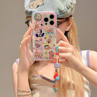 X40i畅玩60PLUS 200pro X30 100 70可爱play5T 5手机壳90GT magic6 X9a 适用荣耀X50 挂链条纹彩格女孩新款