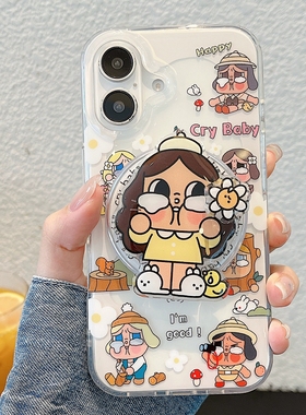 旋转拿花朵哭娃磁吸支架适用P70华为nova14/14/12/10/13/86SE手机壳pura80创意mate60/P50/P30pro畅享80S/P40