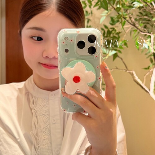 清新绿小花朵磁吸支架适适用NOthing 2A/3手机壳2谷歌Pixel9/10PRO/87可爱Pmote edge60pro春夏56华硕ROG9/54
