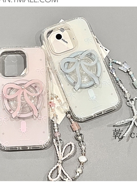 珍珠蝴蝶结磁吸支架适用OPPO Reno14/13/12F/76手机壳FindX8S+女X7Ultra带链条K9/A78/A57/A96/A5X/A3/A5pro