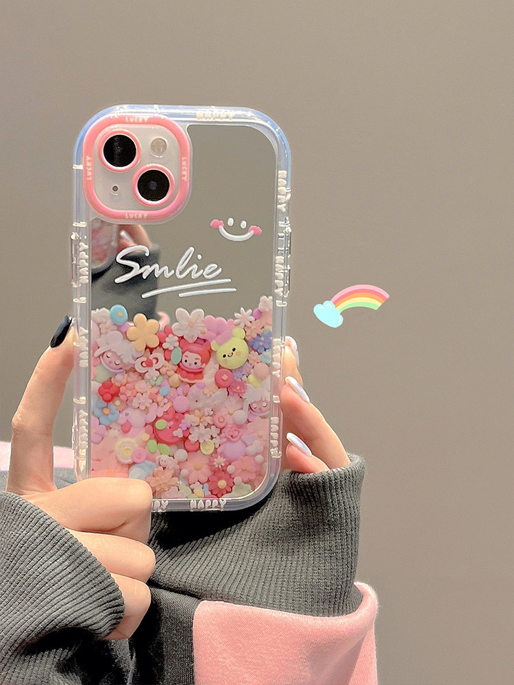 卡通涂鸦字母小狗适用小米13手机壳K60至尊K50红米Note12Turbo镜面14/12女款civi2软壳创意K70proK40保护套