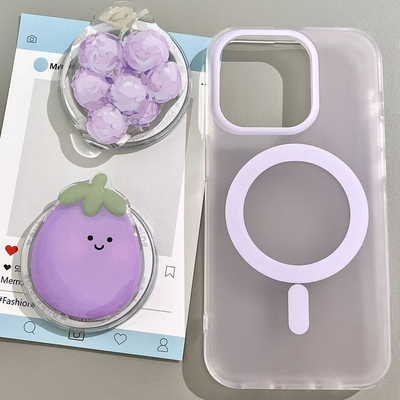 内置磁吸强吸附葡萄茄子适用OPPO FindX8/X手机壳X7ultra大孔A3/A2pro透紫Reno12/11/10企鹅13可爱8PRO充电6