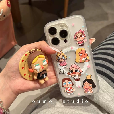 硅胶哭娃插画磁吸支架适用努比亚Z50Ultra手机壳Z70 ULTRA/Z50可爱Z40Spro/ZTE-A51卡通Z11 MAX/N2红魔10pro+