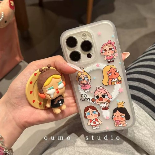 硅胶哭娃插画磁吸支架适用三星S25/S23 ultra/Note20/A36/A16/S20手机壳A23可爱S22/A71/S8/S24fe卡通A54/A53