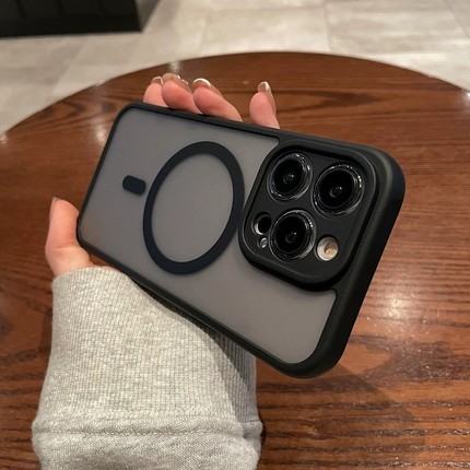 肤感A+级磁吸黑色边框适用红米note13小米17pro手机壳12T护甲K70至尊版ultra全包K60e简约11Tpro磨砂K50黑鲨5