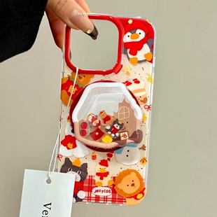 16spro春节18PRO可爱17软全包 Classic卡通21NOTE手机壳note9 新年红摇摇乐磁吸支架适用meizu lucky08魅族20